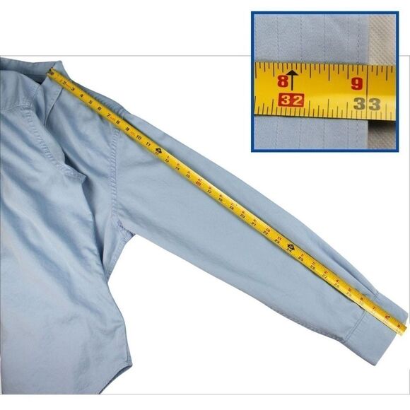 Perry Ellis Men's Long Sleeve Collared Button Front Shirt, Light Blue, Size XL - Picture 6 of 7